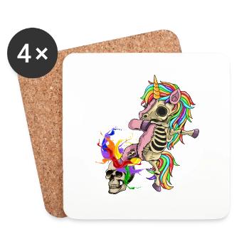 gothik skull lgbt dark unicorn queer lgbtq skeleton - Coasters (set of 4) - white - Front
