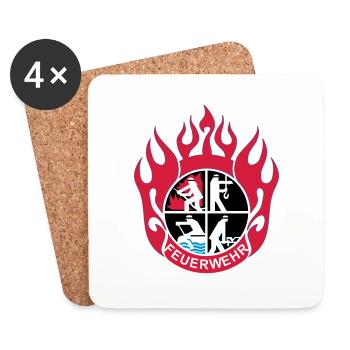 Flamme Feuerwehr Logo mod - Untersetzer (4er-Set) - Weiß - Vorne