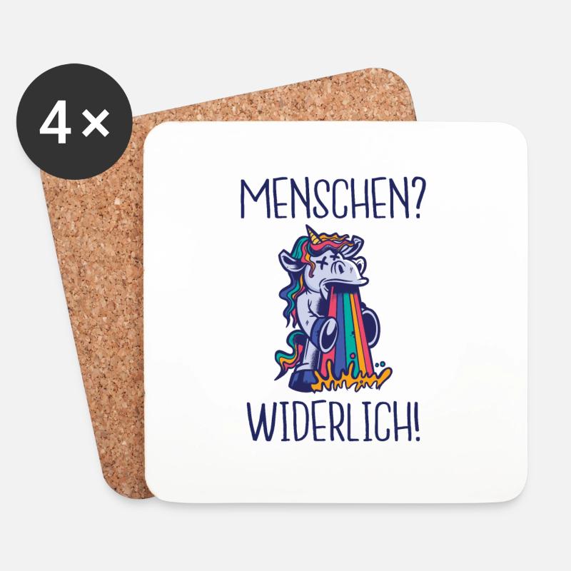 Menschen? Widerlich Kotzendes Einhorn - Untersetzer (4er-Set) - Weiß