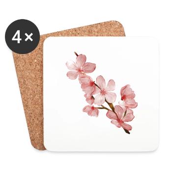 Cherry blossom - Coasters (set of 4) - white - Front