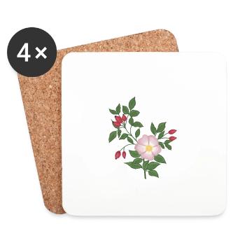 Wild rose and rose hips - Coasters (set of 4) - white - Front