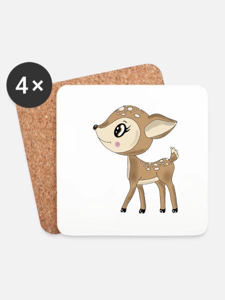 Roe deer - Coasters (set of 4) - white