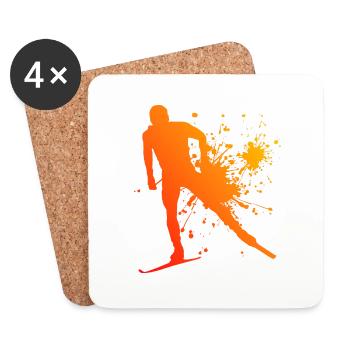 Cross-Country Classic Men Women Cross-Country Skating - Coasters (set of 4) - white - Front