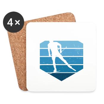 Patinage de fond classique de cross-country féminin masculin - Dessous de verre (lot de 4) - blanc - Devant