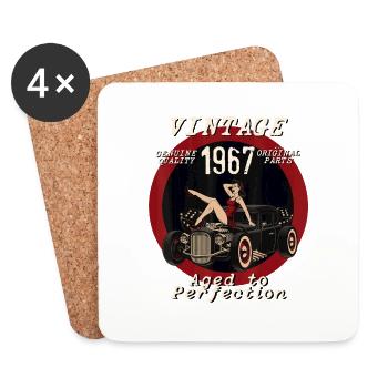Aged of perfection Hotrod Rebel Hot Rod PinUp Girl - Untersetzer (4er-Set) - Weiß - Vorne