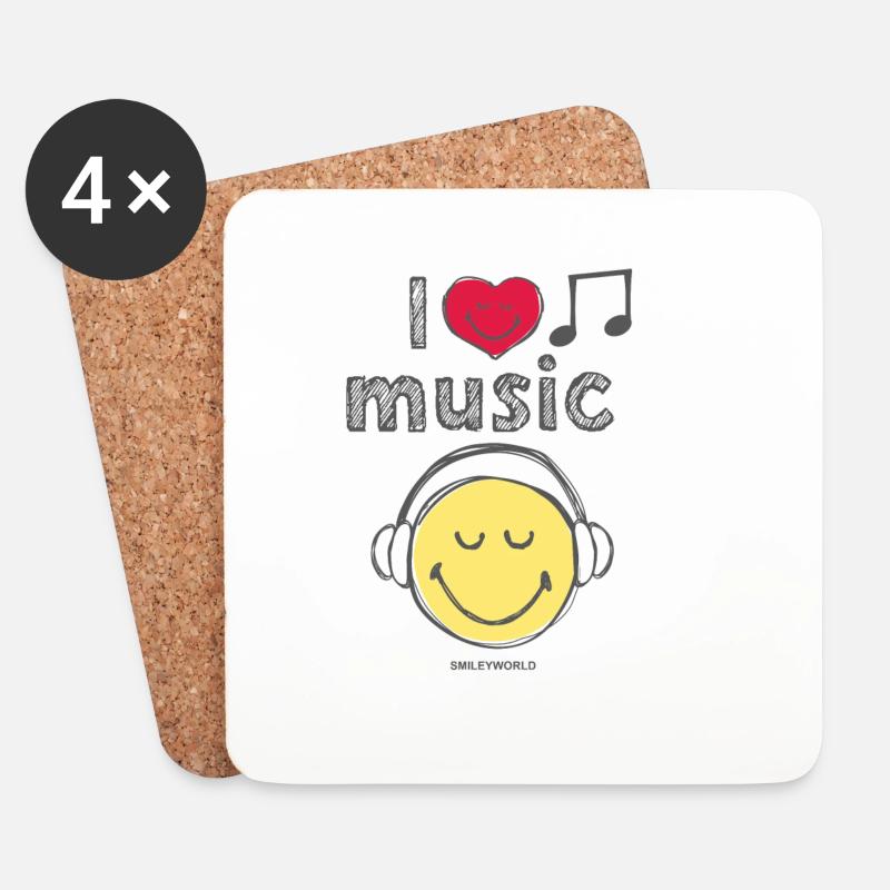 smiley,comic,pink,swfa21,i love music, musik - Untersetzer (4er-Set) - Weiß