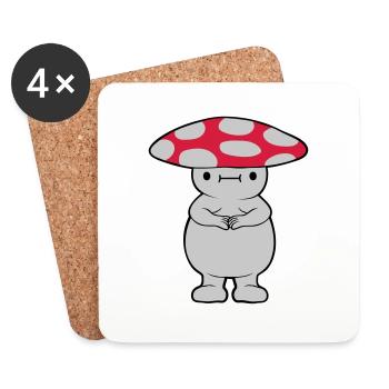 Dicker süßer Pilz - Untersetzer (4er-Set) - Weiß - Vorne