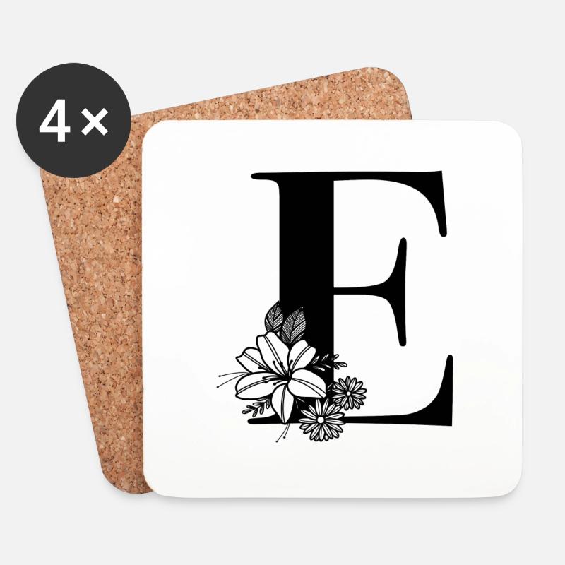 Buchstabe E - Untersetzer (4er-Set) - Weiß