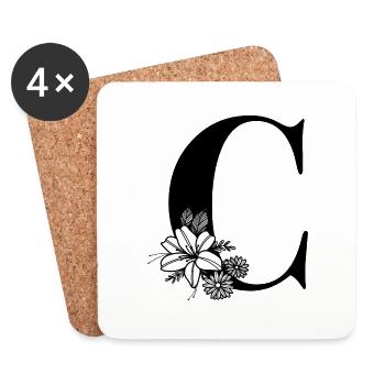 Buchstabe C - Untersetzer (4er-Set) - Weiß - Vorne