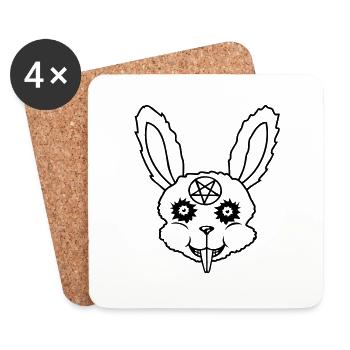 Pentagram Rabbit Satan - Coasters (set of 4) - white - Front
