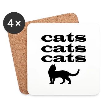 Cat Katze - Untersetzer (4er-Set) - Weiß - Vorne