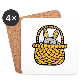 Peaux de lapin de Pâques - Dessous de verre (lot de 4) - blanc - Devant
