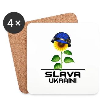 ukraine sunflower slava ukraini blue-yellow - Coasters (set of 4) - white - Front