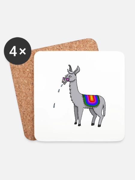 Spitting Llama - Coasters (set of 4) - white
