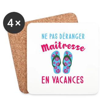 Maîtresse en vacances cadeau maitresse fin d'année - Dessous de verre (lot de 4) - blanc - Devant