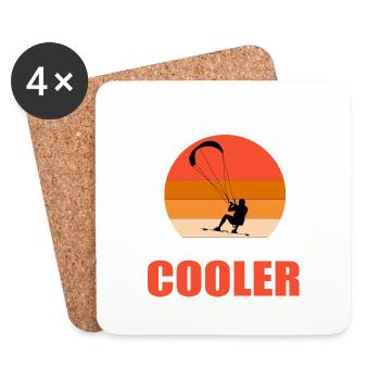 Drôle de kitesurf Papa comme un papa normal mais plus cool - Dessous de verre (lot de 4) - blanc - Devant