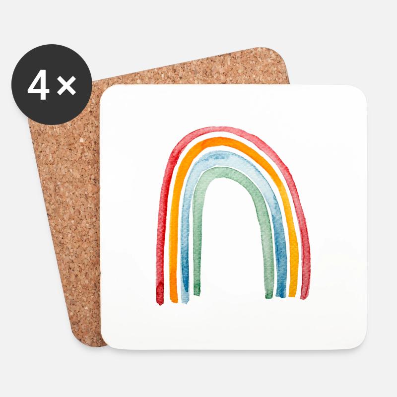 Vintage Regenbogen in Aquarell - Untersetzer (4er-Set) - Weiß