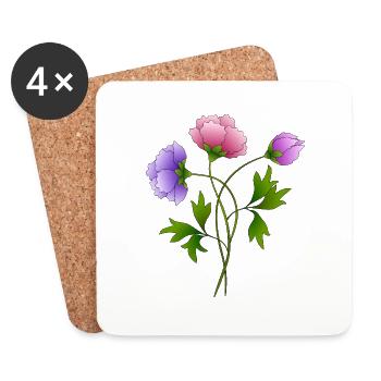 Fleur - Dessous de verre (lot de 4) - blanc - Devant