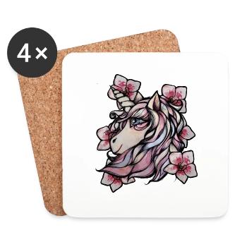 Orchidées Licorne - Dessous de verre (lot de 4) - blanc - Devant