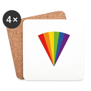 Fan de drapeau de la fierté - Dessous de verre (lot de 4) - blanc - Devant