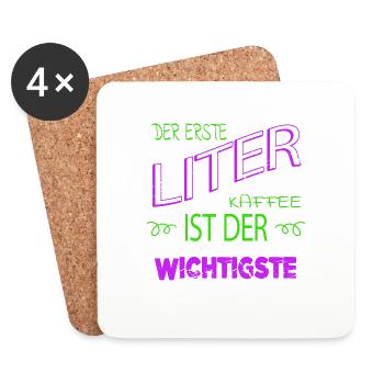 bday tasse verschlafen geburtstagsgeschenkidee - Untersetzer (4er-Set) - Weiß - Vorne