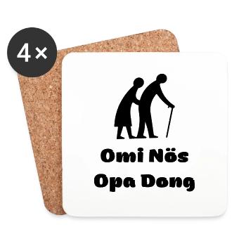 Witziges Wortspiel mit Oma und Opa ominös oh padon - Untersetzer (4er-Set) - Weiß - Vorne