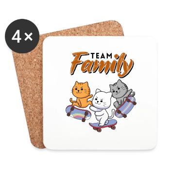 équipe famille chat skateboard bachelorette bière - Dessous de verre (lot de 4) - blanc - Devant