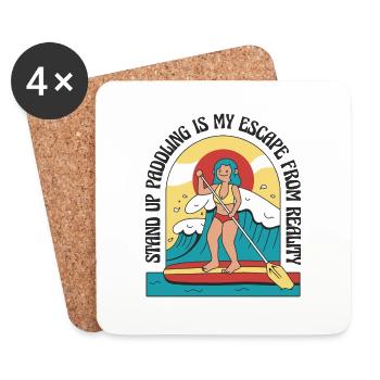 Stand Up Paddle Surf Stand-up Paddle Skateboard Stand-up Paddler - Dessous de verre (lot de 4) - blanc - Devant