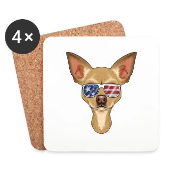 Chihuahua USA Lunettes de soleil I Drapeau américain Chihuahua - Dessous de verre (lot de 4) - blanc - Devant