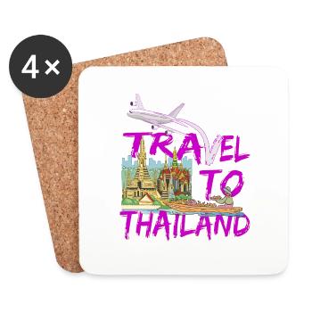 Voyage en Thaïlande, Bangkok Emigration et vacances - Dessous de verre (lot de 4) - blanc - Devant