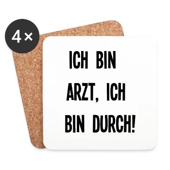 bin Arzt bin durch lustiger Spruch Beruf Schrift - Untersetzer (4er-Set) - Weiß - Vorne
