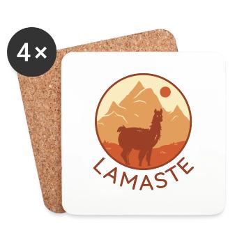 Lama Namaste Retro Tibet - Untersetzer (4er-Set) - Weiß - Vorne