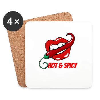Hot & Spicy Chilli Pepper in Red Lips - Coasters (set of 4) - white - Front