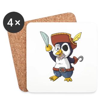 Pingouin Pirate - Dessous de verre (lot de 4) - blanc - Devant