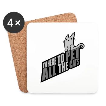 Pet All The Cats - Coasters (set of 4) - white - Front