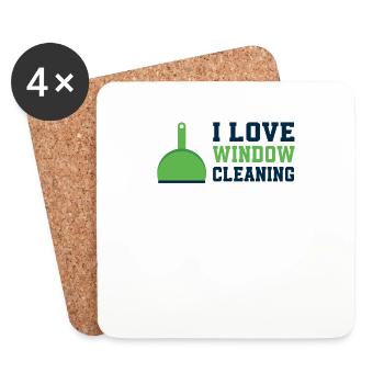I love window cleaning - Coasters (set of 4) - white - Front