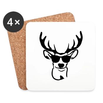 Deer with sunglasses - Coasters (set of 4) - white - Front