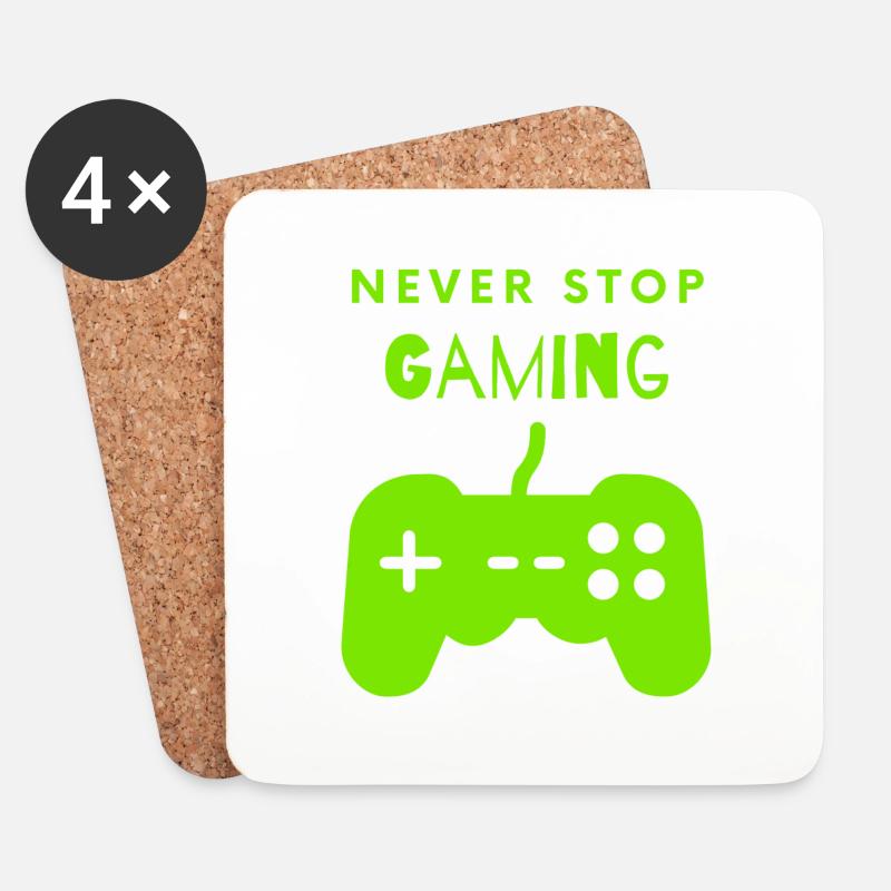Never stop gaming - Untersetzer (4er-Set) - Weiß