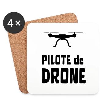pilote de drone - Dessous de verre (lot de 4) - blanc - Devant