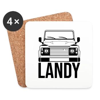Landy Offroad Allrad SUV Auto Geländewagen 4x4 AWD - Untersetzer (4er-Set) - Weiß - Vorne
