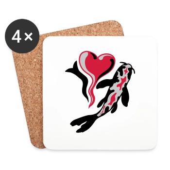I Love Koi Fish - Coasters (set of 4) - white - Front