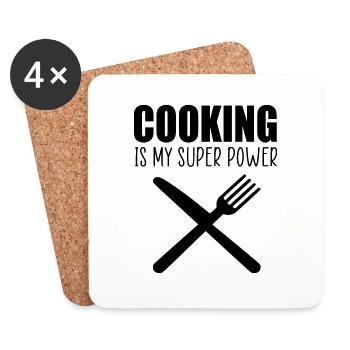 Cooking is my superpower fun quote - Coasters (set of 4) - white - Front