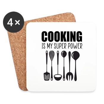 Cooking is my super power funny quote - Coasters (set of 4) - white - Front