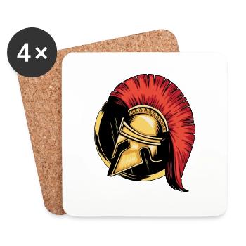 Spartan Sparta Warrior Fighter Soldier Casque - Dessous de verre (lot de 4) - blanc - Devant