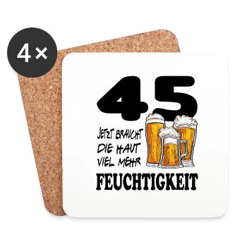 Geburtstag 45 Jahre Bier Saufen Alkohol Birthday - Untersetzer (4er-Set) - Weiß - Vorne