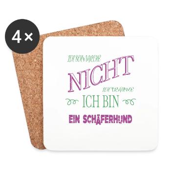 spruch geek bullterrier schäferhund lieblingshund - Untersetzer (4er-Set) - Weiß - Vorne