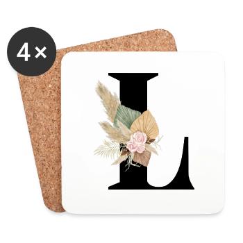 letter L flowers - Coasters (set of 4) - white - Front