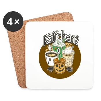 halloween Shirt lustig Kostüm kaffee - Untersetzer (4er-Set) - Weiß - Vorne