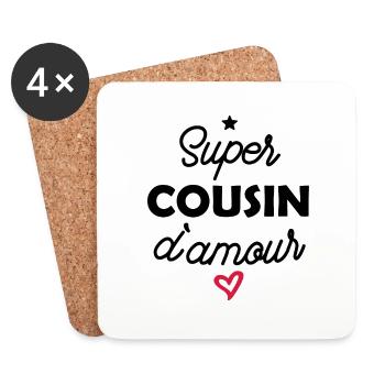 super cousin d amour - Dessous de verre (lot de 4) - blanc - Devant