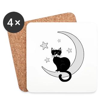 Chat - Dessous de verre (lot de 4) - blanc - Devant